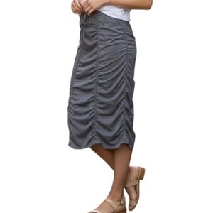 Neon Buddha Jackson Skirt Grey Ruched Cotton Stretch Women Medium Pull On